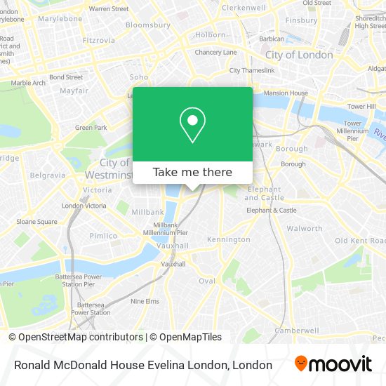 Ronald McDonald House Evelina London map