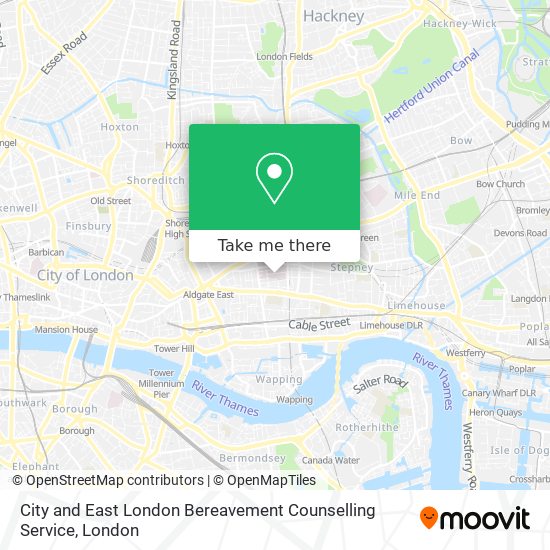 City and East London Bereavement Counselling Service map