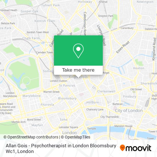 Allan Gois - Psychotherapist in London Bloomsbury Wc1 map