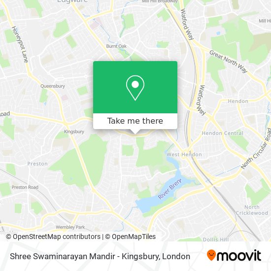 Shree Swaminarayan Mandir - Kingsbury map
