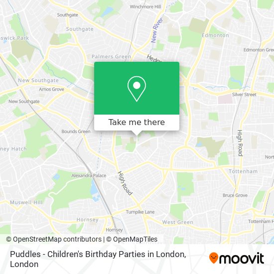 Puddles - Children's Birthday Parties in London map