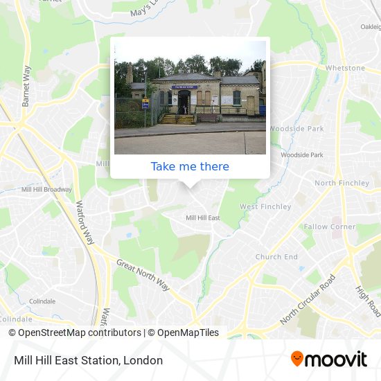 Mill Hill East Station map