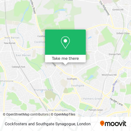 Cockfosters and Southgate Synagogue map