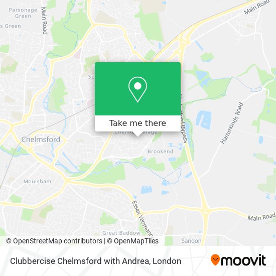 Clubbercise Chelmsford with Andrea map