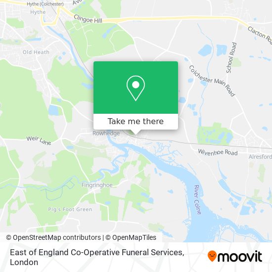 East of England Co-Operative Funeral Services map