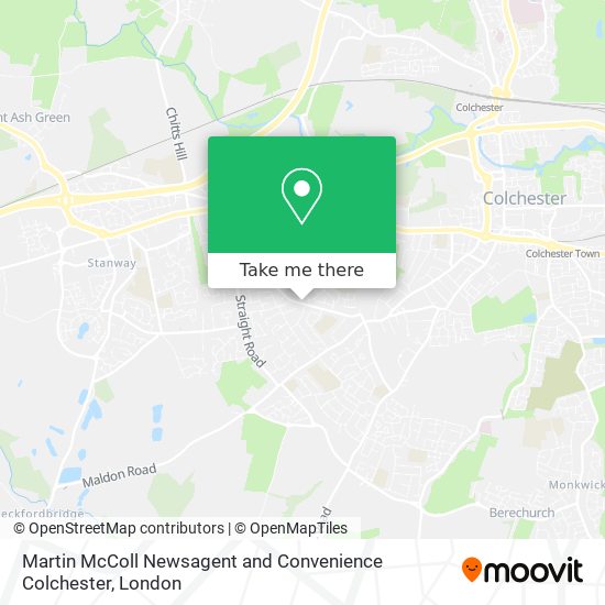 Martin McColl Newsagent and Convenience Colchester map