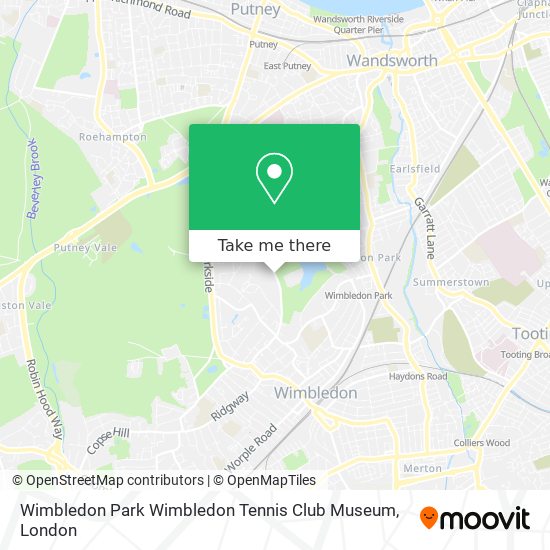Wimbledon Park Wimbledon Tennis Club Museum map