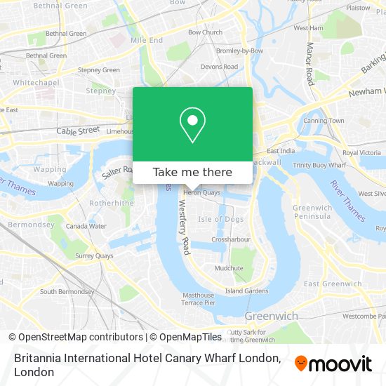 Britannia International Hotel Canary Wharf London map