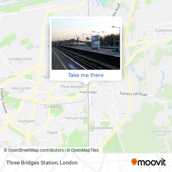 Three Bridges Station map