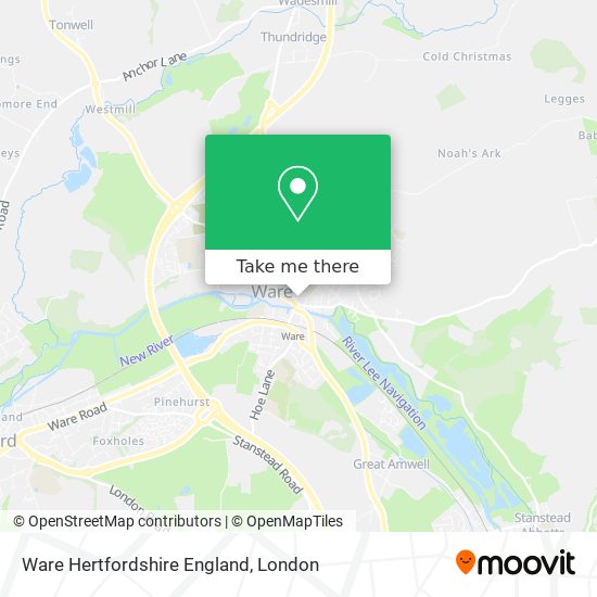 Ware Hertfordshire England map