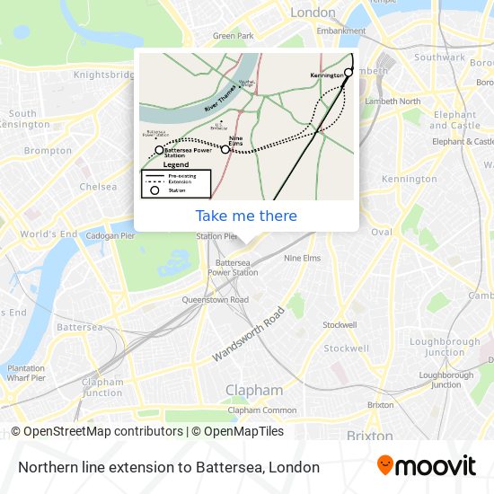 Northern line extension to Battersea map