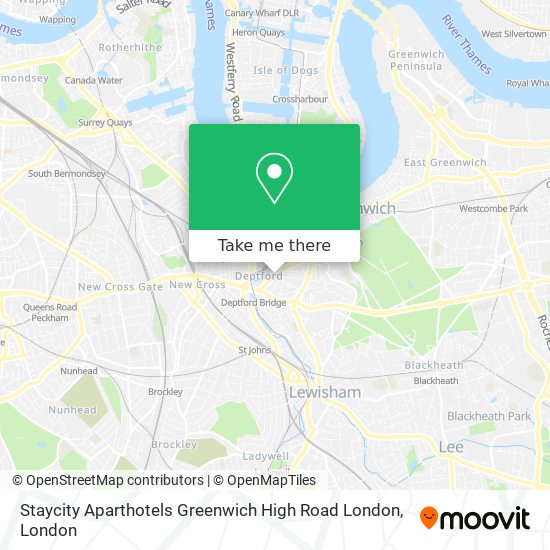 Staycity Aparthotels Greenwich High Road London map