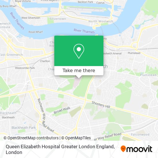 Queen Elizabeth Hospital Greater London England map