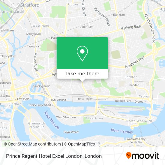 Prince Regent Hotel Excel London map