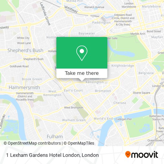 1 Lexham Gardens Hotel London map