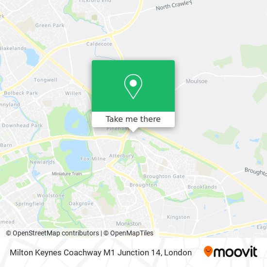 Milton Keynes Coachway M1 Junction 14 map