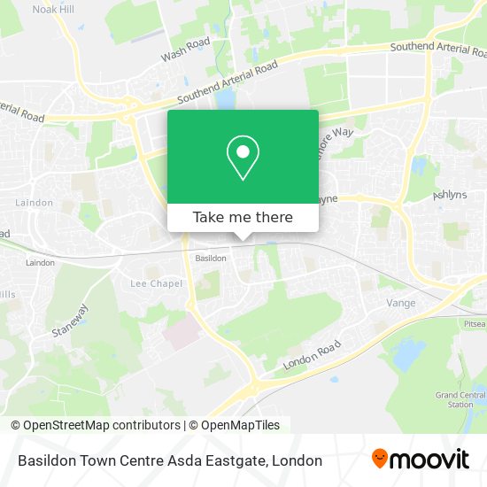 How to get to Basildon Town Centre Asda Eastgate by train, bus or DLR?