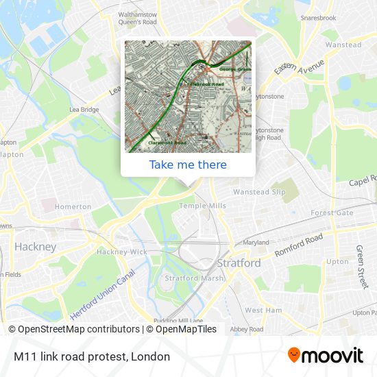 M11 link road protest map