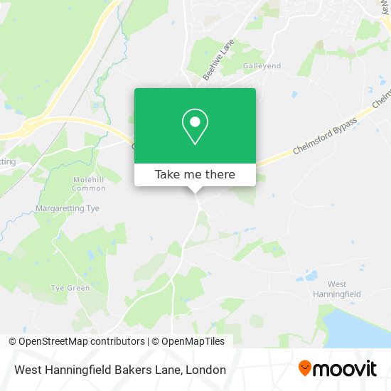 West Hanningfield Bakers Lane map