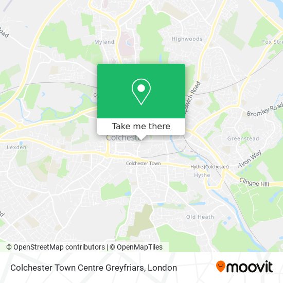 Colchester Town Centre Greyfriars map