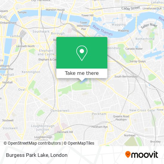 Burgess Park Lake map