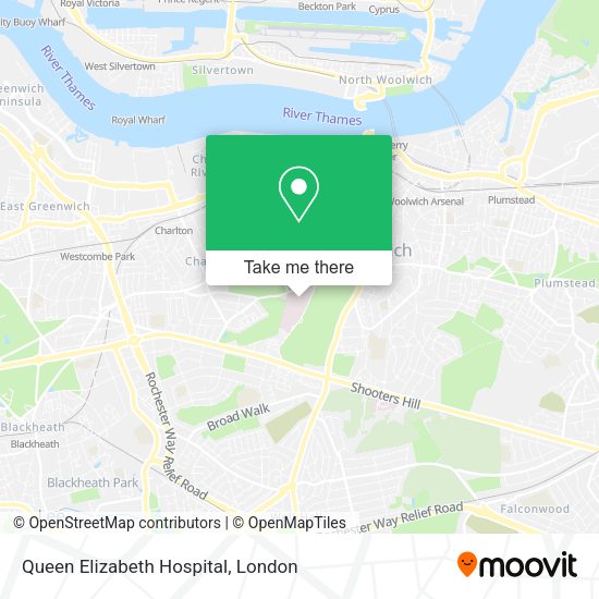 How to get to Queen Elizabeth Hospital in Woolwich by bus, train, Tube