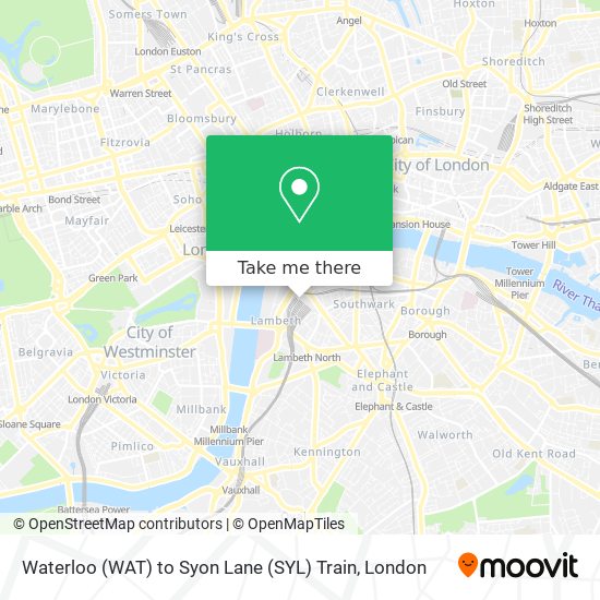 Waterloo (WAT) to Syon Lane (SYL) Train map