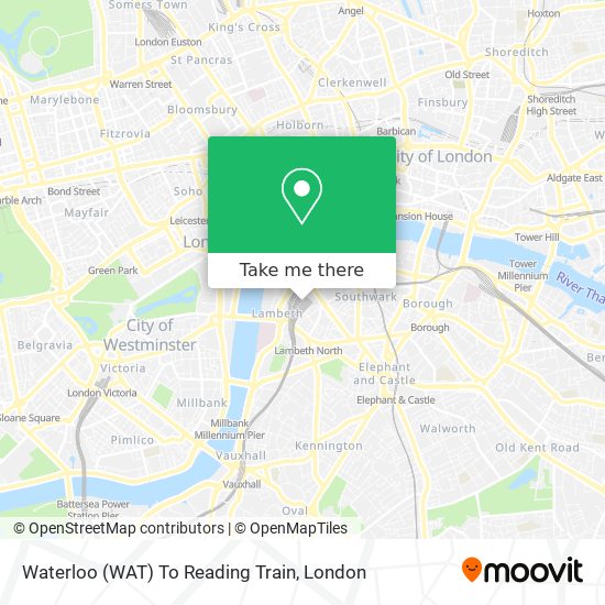 Waterloo (WAT) To Reading Train map