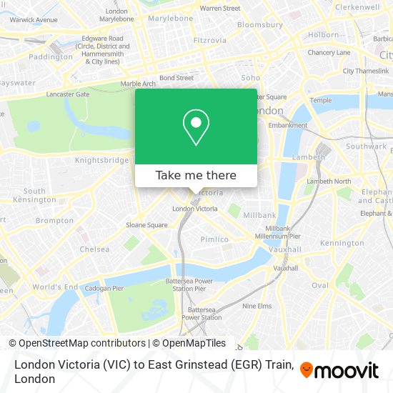 London Victoria (VIC) to East Grinstead (EGR) Train map