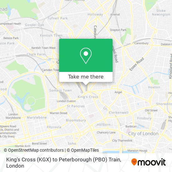 King's Cross (KGX) to Peterborough (PBO) Train map