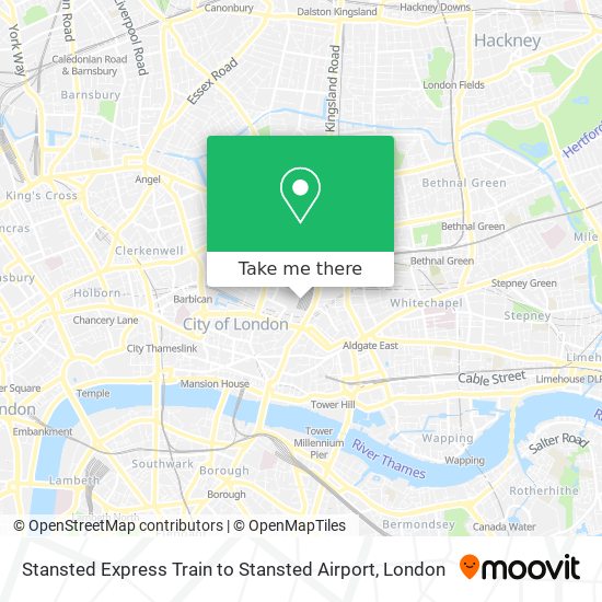 How to get to Stansted Express Train to Stansted Airport in City Of London  by Tube, Bus or Train?