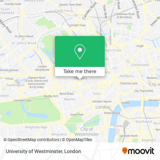 University of Westminster map