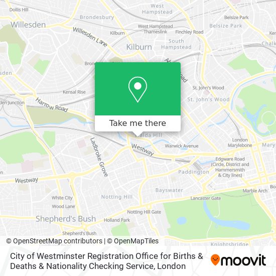 City of Westminster Registration Office for Births & Deaths & Nationality Checking Service map