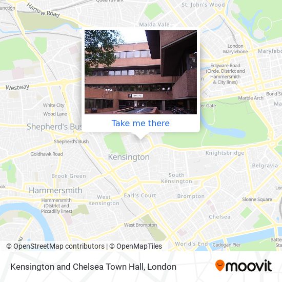 Kensington and Chelsea Town Hall map