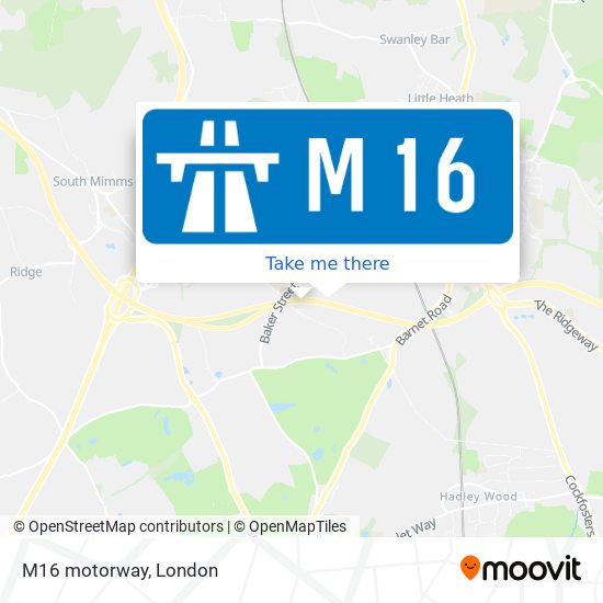 M16 motorway map