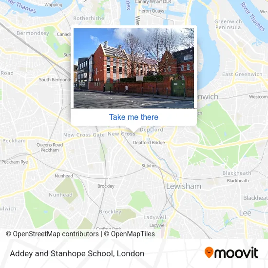 Addey and Stanhope School map