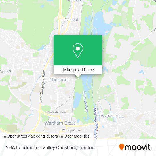 YHA London Lee Valley Cheshunt map