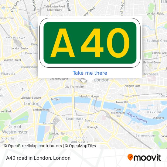 A40 road in London map