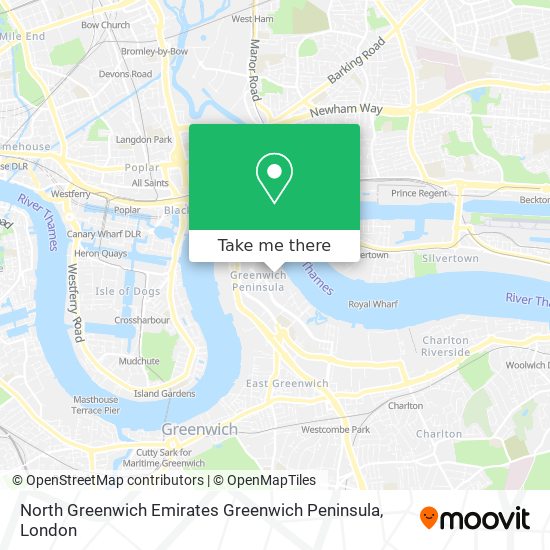 North Greenwich Emirates Greenwich Peninsula map