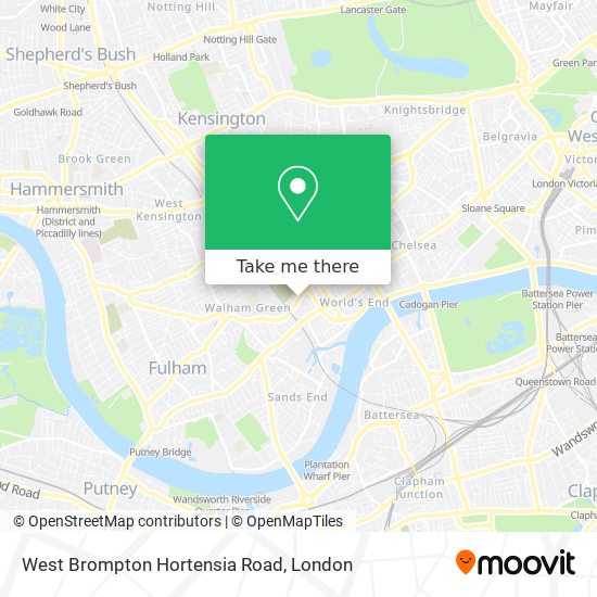 West Brompton Hortensia Road map