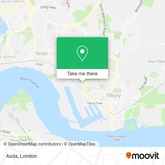 How to get to Asda in Tilbury by bus, train or Tube?