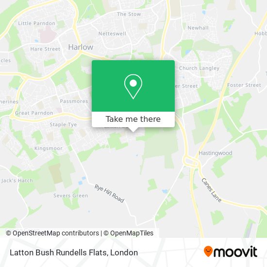Latton Bush Rundells Flats map