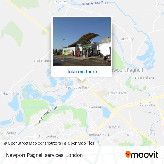 Newport Pagnell services map