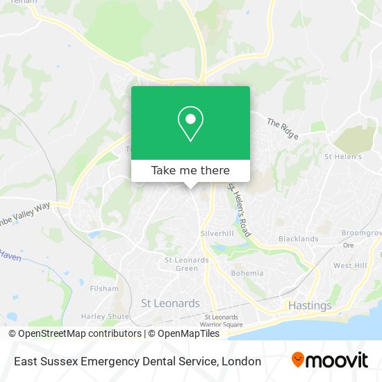 East Sussex Emergency Dental Service map