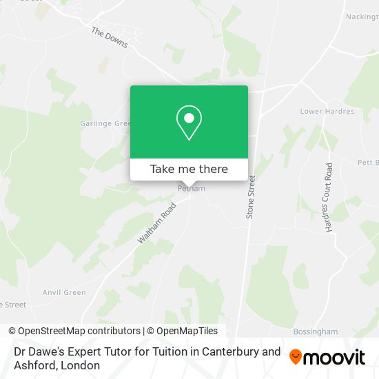 Dr Dawe's Expert Tutor for Tuition in Canterbury and Ashford map