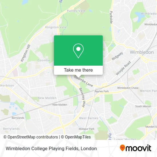 Wimbledon College Playing Fields map