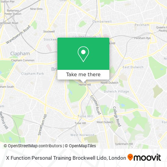 X Function Personal Training Brockwell Lido map