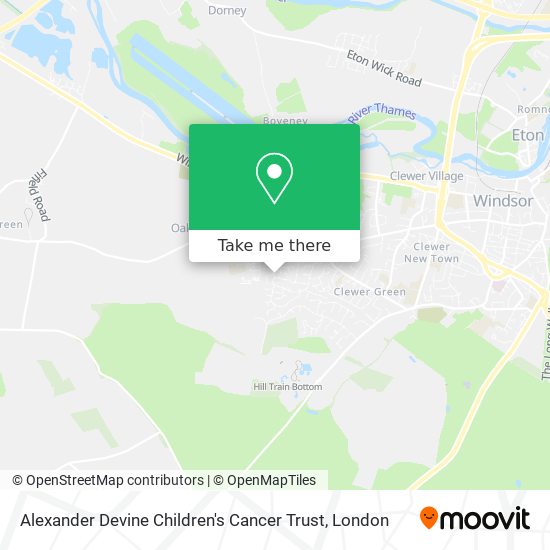 Alexander Devine Children's Cancer Trust map