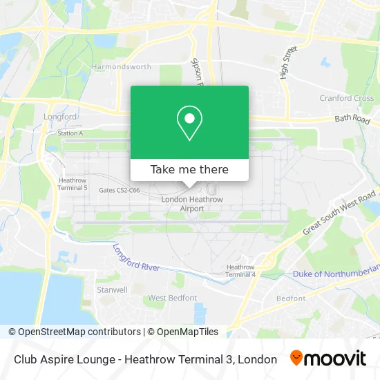 Club Aspire Lounge - Heathrow Terminal 3 map