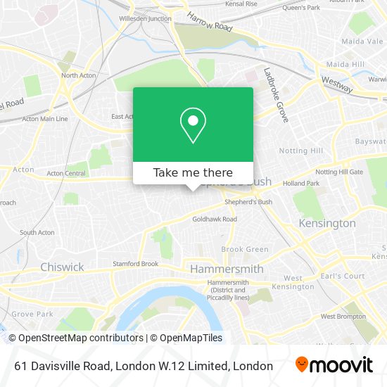 61 Davisville Road, London W.12 Limited map